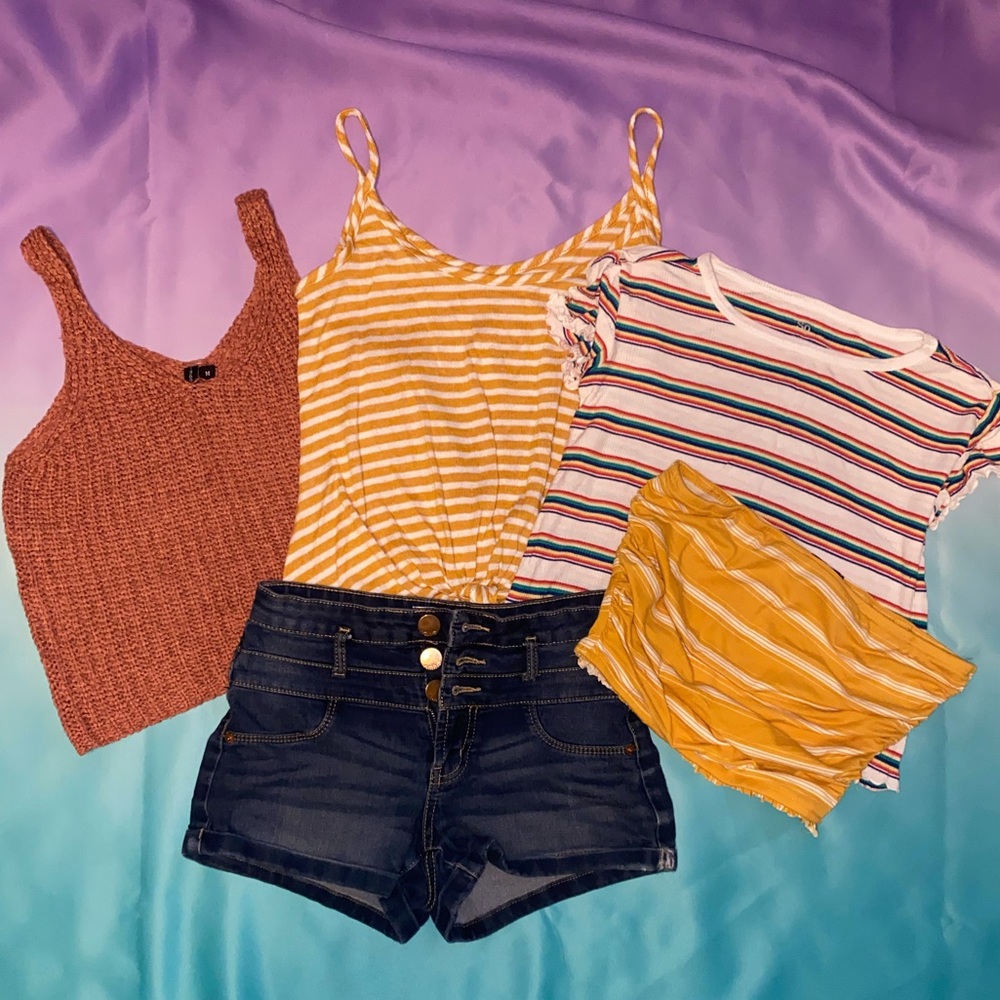 ☀️Summer Lot ☀️ Woman Juniors Tank Crop Shorts Small Medium 5